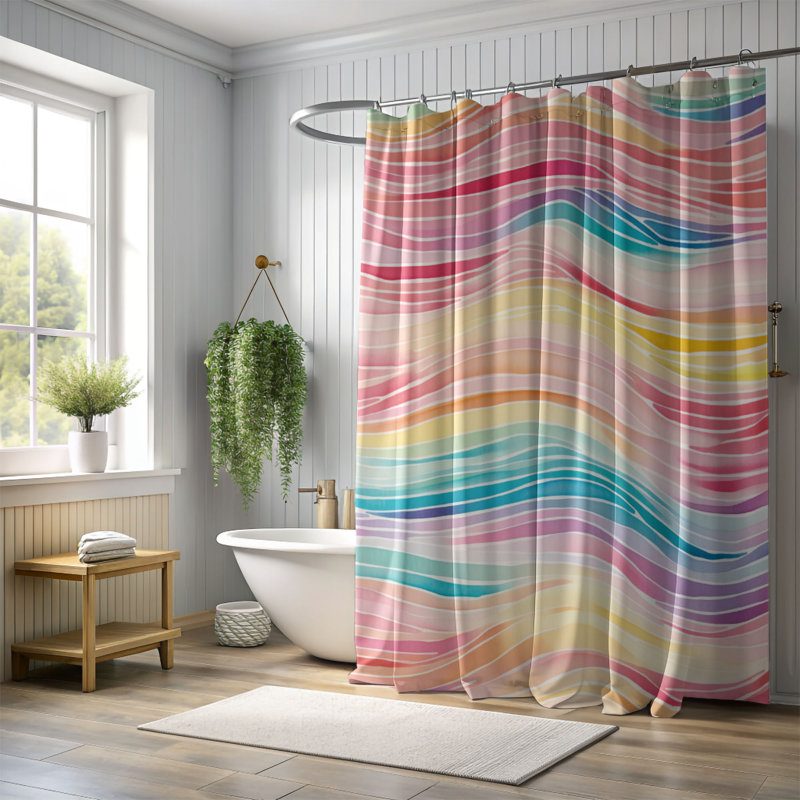 Rideau de douche standard 1 pièce Rainbow Gradients, H 74 po x l 71 po
