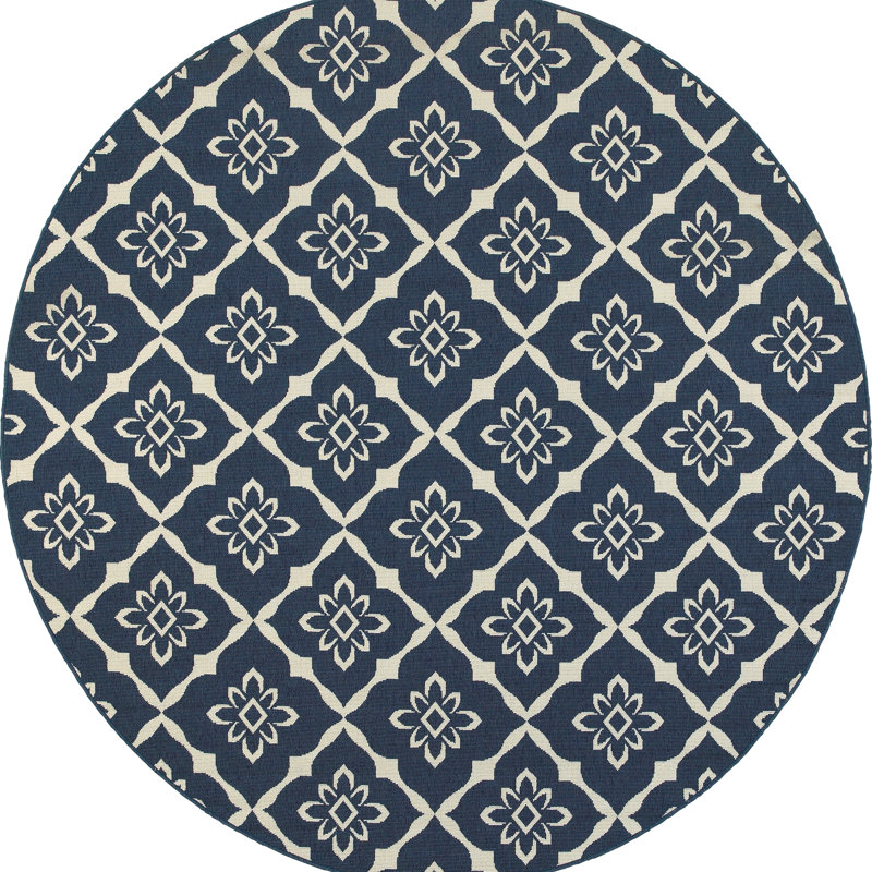 Tapis intérieur / extérieur bleu Deltana, Rond 7 pi 10 po