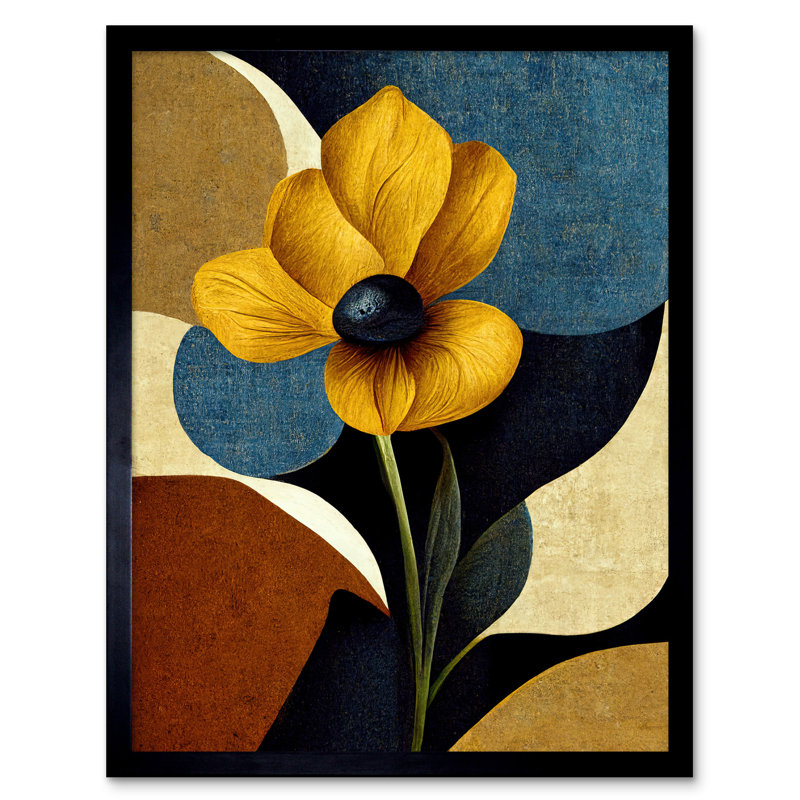 Single Yellow Flower Muted Painting - Single Picture Frame Print