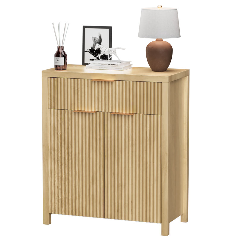 Modern Sideboard Cabinet With Large Drawer,Storage Buffet With Adjustable Shelf ,Entryway Cabinet With Water Ripple Design, Perfect Storage For Dining Room, Kitchen, And Entryway