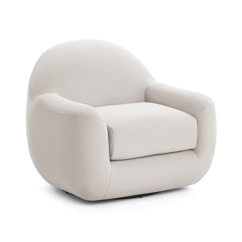 Chaise pivotante en velours crème Tiago, Crème, crème