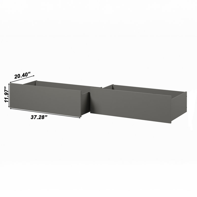 Tiroirs de rangement sous le lit Rasnick, Gris, Simple / Double
