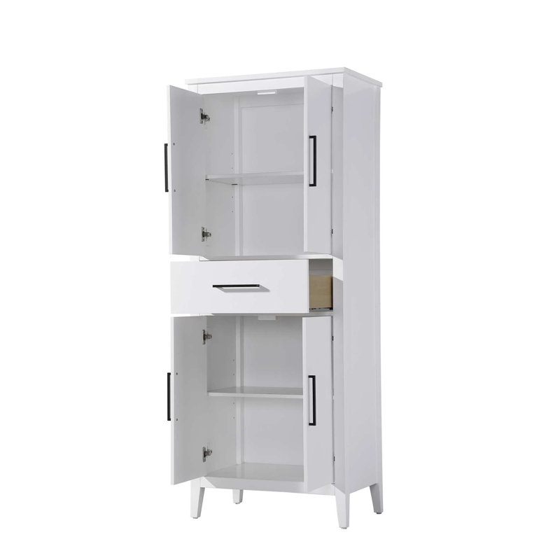 28 Inch Bath Storage Cabinet in White, 72" H x 28" W x 72" D, White