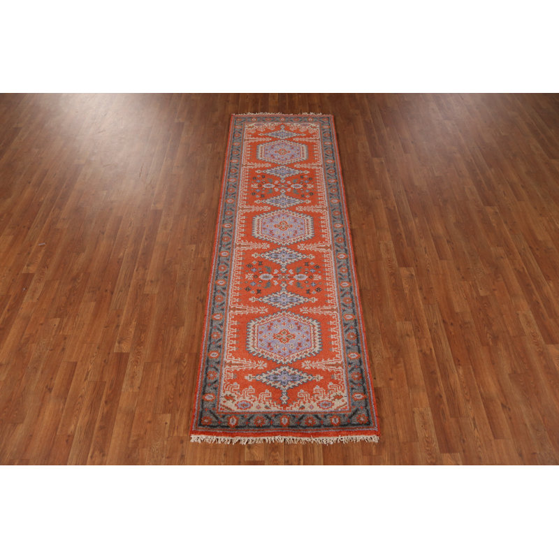 Tapis de couloir indien orange en laine Viss 3 x 8