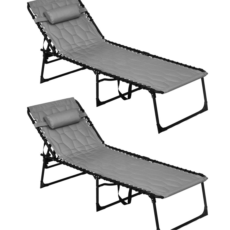 Méridienne pliante Beach Sun, inclinable à 5 niveaux, siège rembourré, poche latérale, pour cour, patio gris 5 options, plage