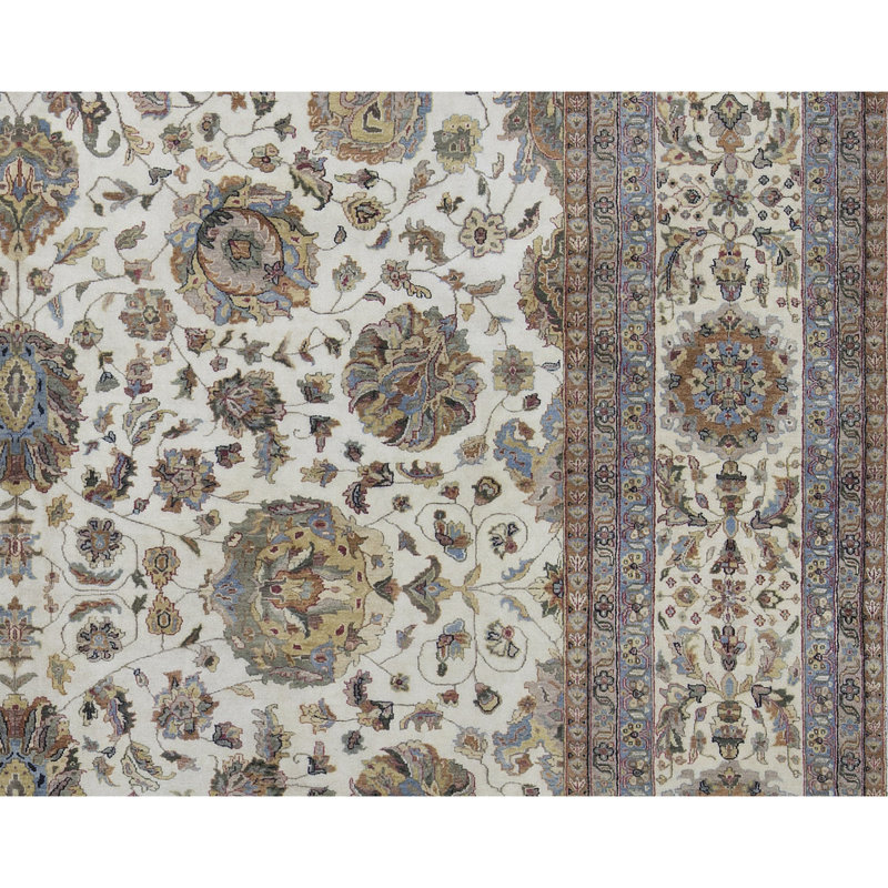 Tapis ivoire et beige noué à la main de haute qualité