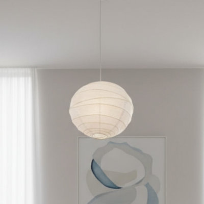 Round Paper Pendant Shade ( Clip On ) in White