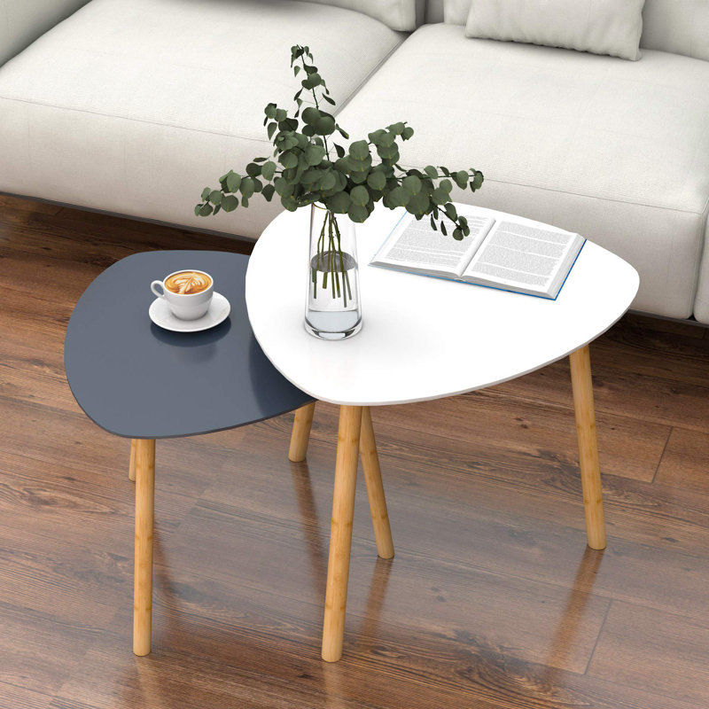 Brittaini Solid Wood Nesting Tables, Grey