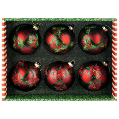 Plaid Poinsettia Ornament, 4 Inches