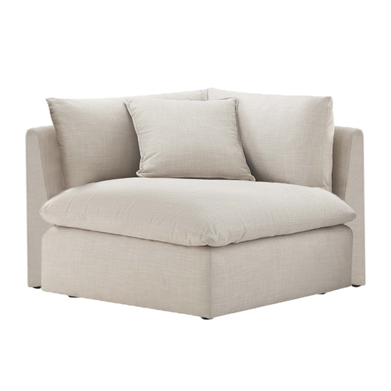 Annabella 40.55" W Armless Corner Wedge Accent Chair, Effie Linen Performance Weave