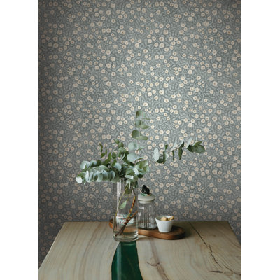 Poppy Trail Light Blue Floral Wallpaper
