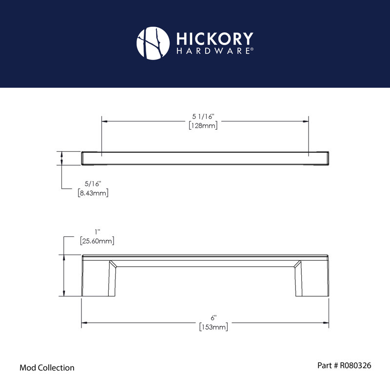 Heritage Designs Mod Handle Pull - 5-1/16" Center to Center Cabinet Pull Satin Nickel - Contemporary Hardware for Drawers & Cabinets