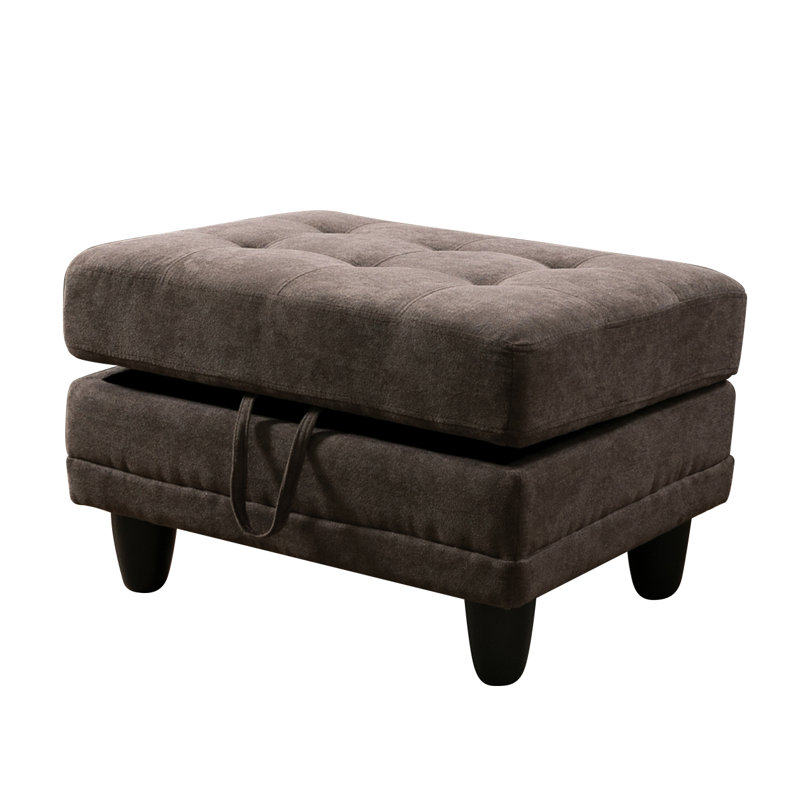 Repose-pieds en lin avec rangement de 28,5 po, Brun