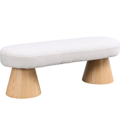 Upholstered Bedroom Stool, Beige, 300 Lbs Capacity, No Assembly Required Beige Bench For Living Room, Dining 49" Length, Ready To Use