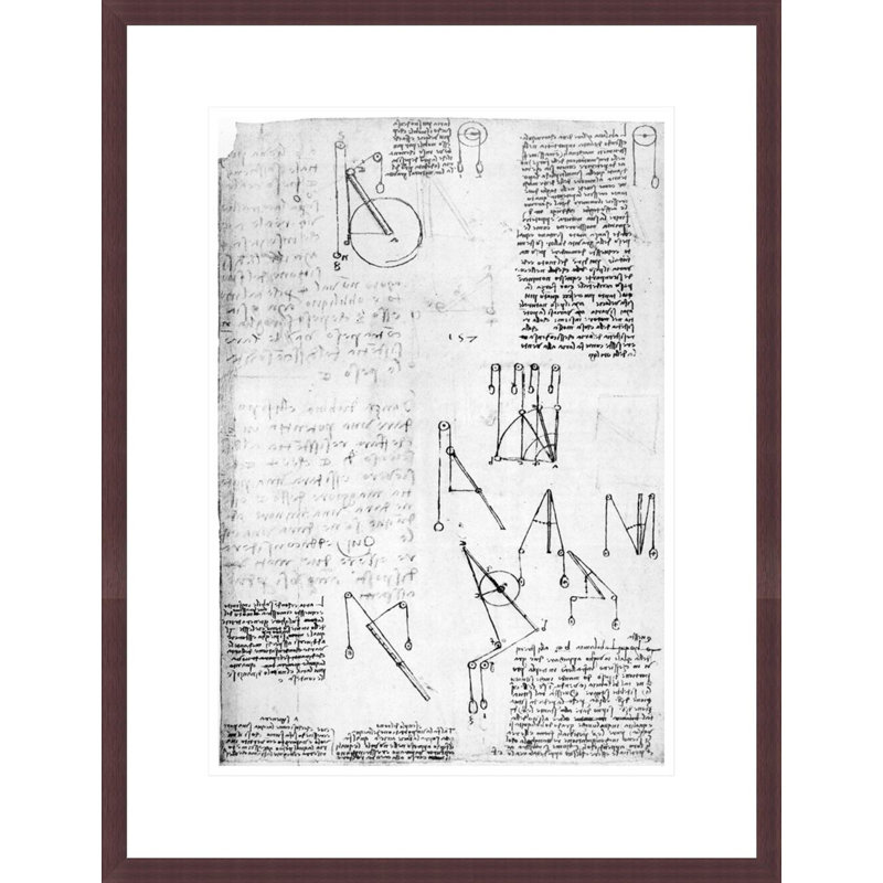 Fol. 213r-d from the Codex Atlanticus 1478-1518 (pen &amp; ink on paper) by Leonardo da Vinci -Framed Giclee Print