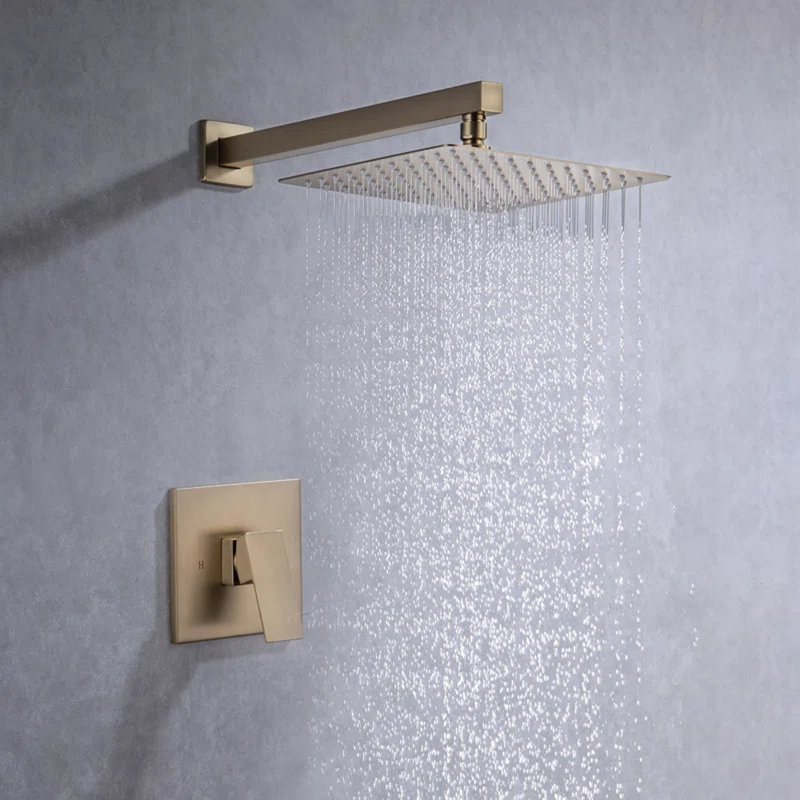 Système de douche complet à pression équilibrée avec valve brute Rainlex, Or brossé