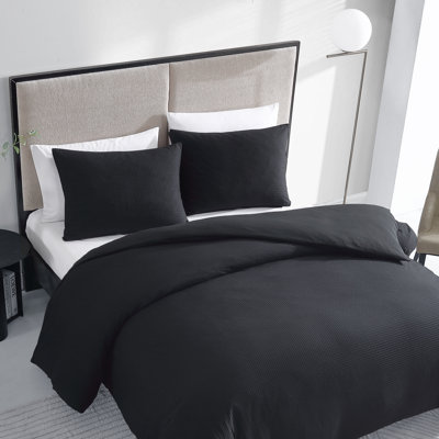 Waffle Pique Standard Cotton Reversible 3 Piece Comforter Set