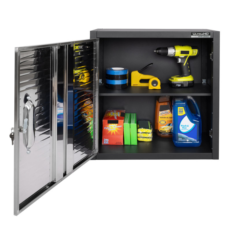 Seville Classics UltraHD Single Door Wall Cabinet, 24" W x 12" D x 24" H, Black