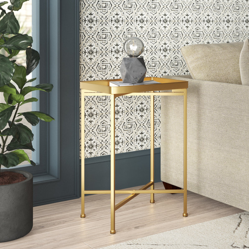 Table de bout Ekta, Bleu marine, Doré