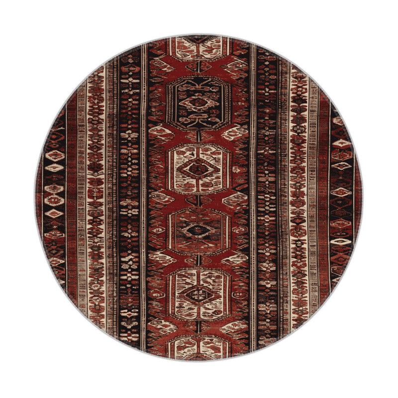 Tapis turc intérieur et extérieur brun, Rond 5 pi