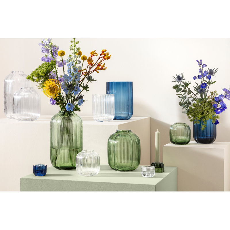 Villeroy & Boch Fleur Vase 4.25 in Clear, Dishwasher Safe, Small Table Vase, Floral Design, Decorative Glass, Mouth-Blown, Home Decor