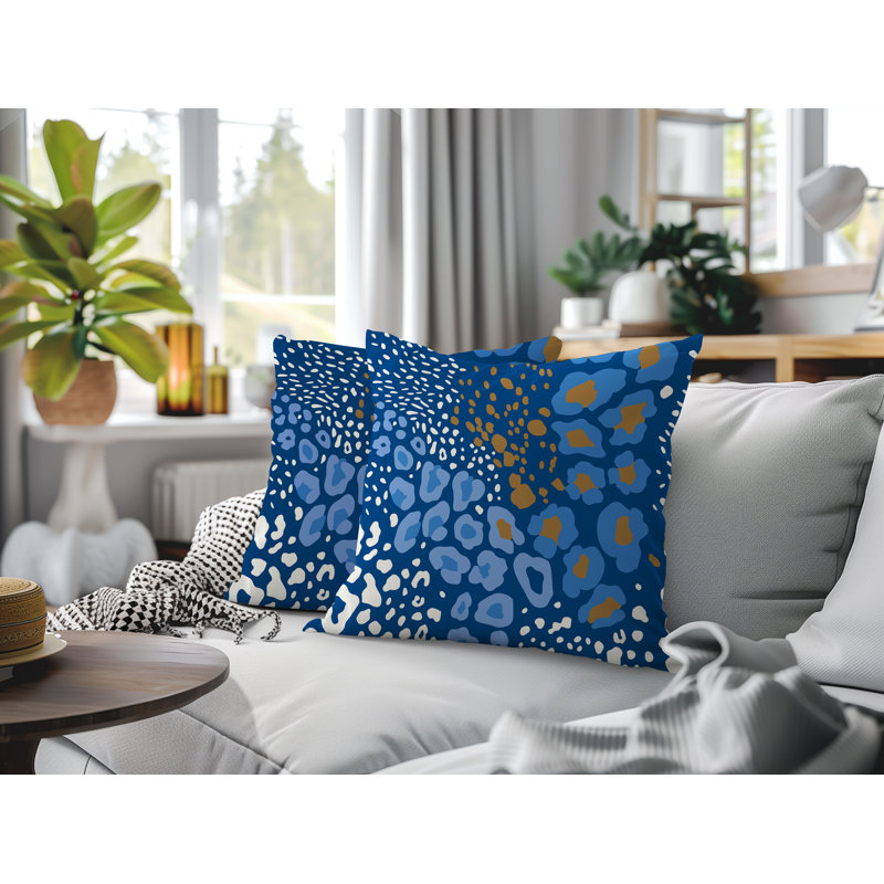 Oreiller réversible intérieur / extérieur Ashly, Blue, 16x16