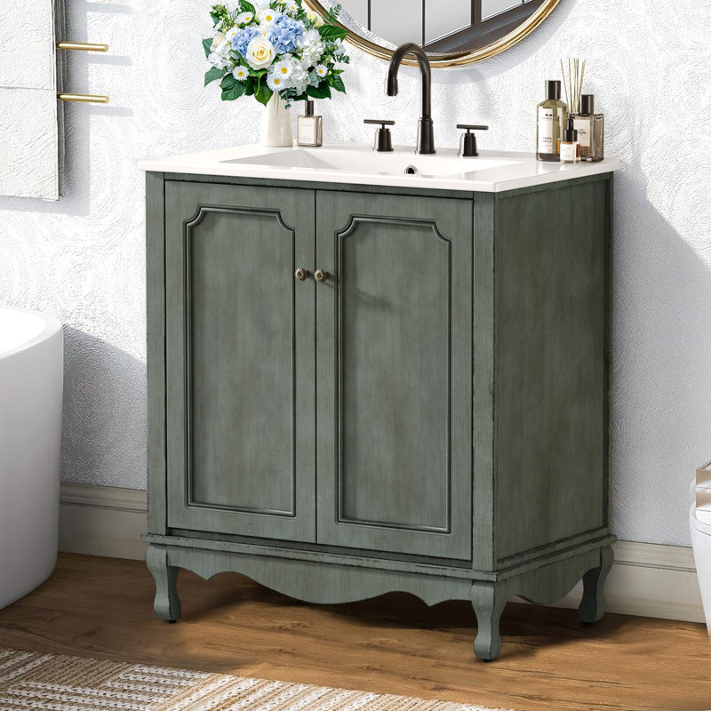 Meuble-lavabo avec lavabo en céramique Vintage
