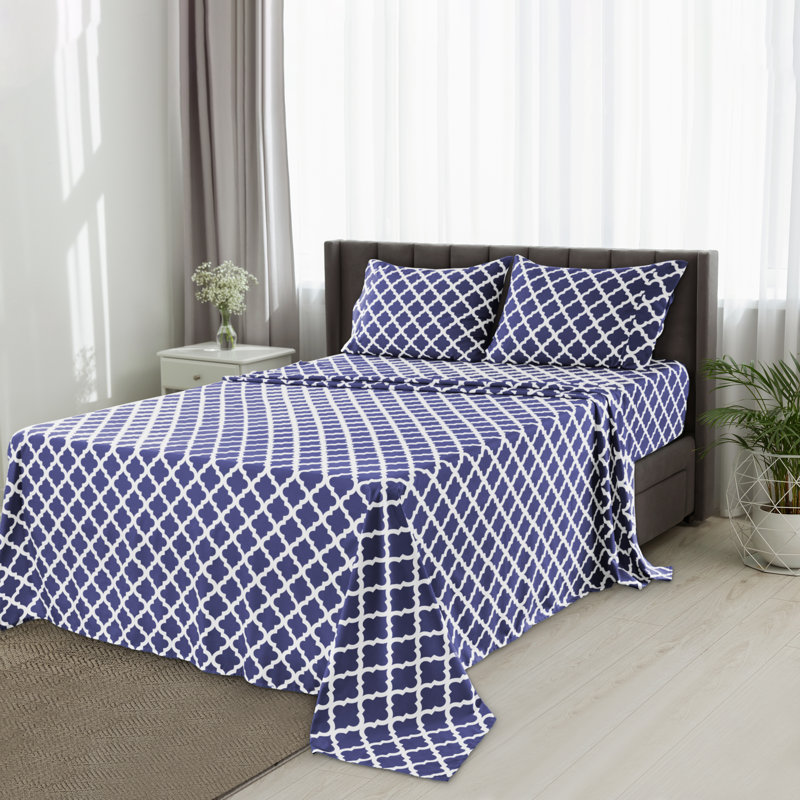 Ensemble de literie en microfibre 4 pièces Lux Decor Collection, Ensemble de draps pour grand lit avec 2 taies d'or