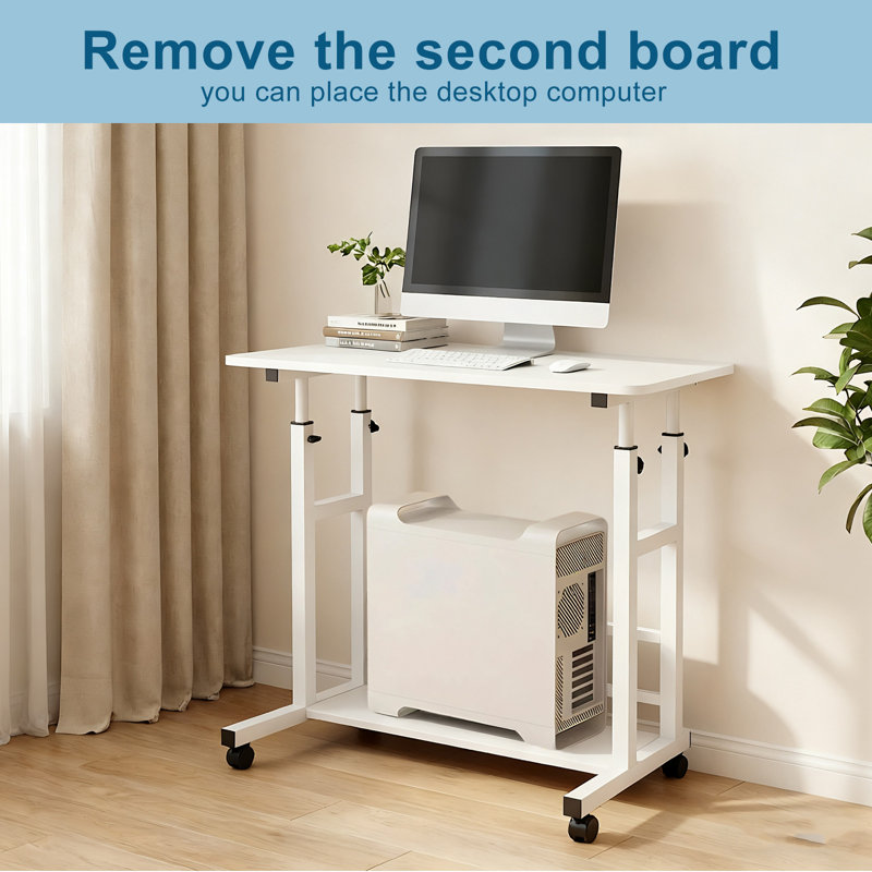 Table pour ordinateur portable à hauteur réglable en forme de C avec 2 tablettes