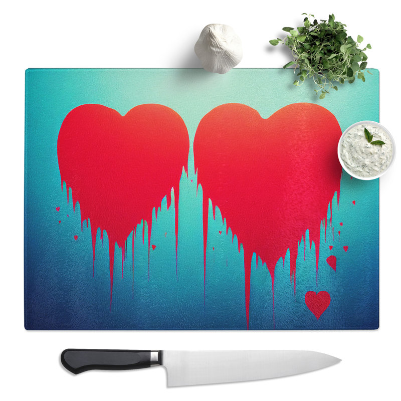 Love Heart Graffiti Art Abstract  Glass Chopping Board