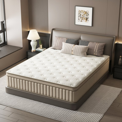 Poneto Sleep Cooling Gel Memory Foam Pocket Spring Hybrid Mattress in a Box - Medium Firm, Individually Wrapped Coils, Pressure Relief, CertiPUR-US