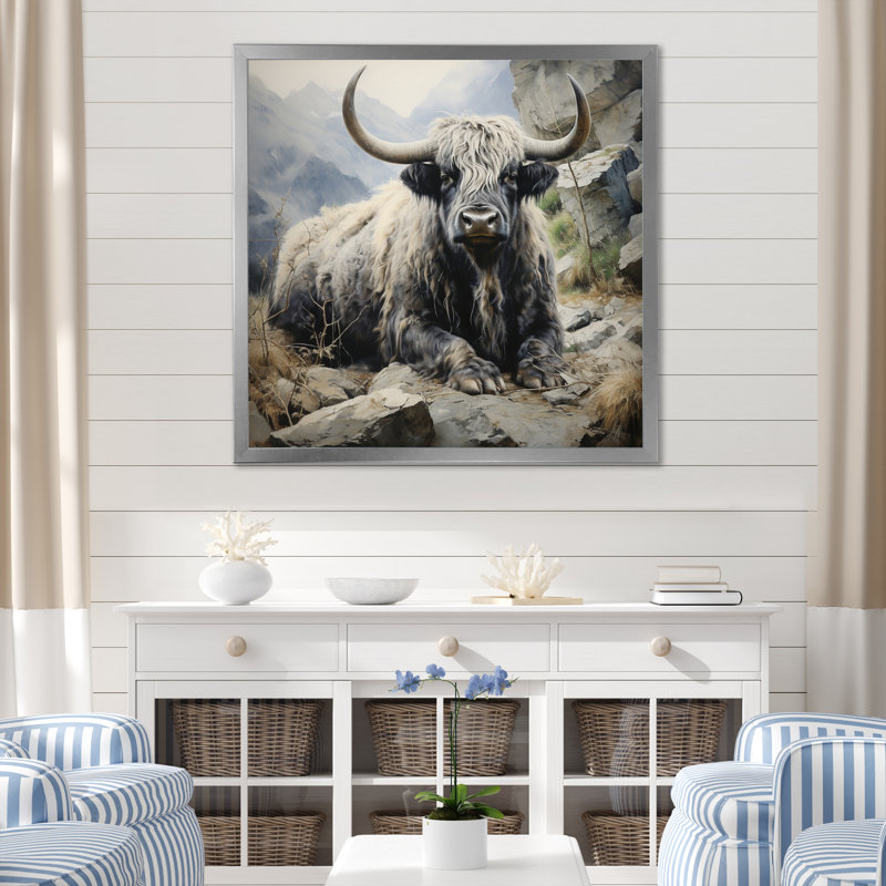 Yaks Serenity In Shadows I, reproduction d'art sur toile, H 36 po x l 36 po x P 1,5 po, Argent