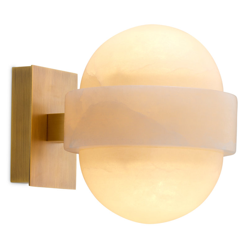 Wall Lamp Icarus Antique Brass Finish Alabaster