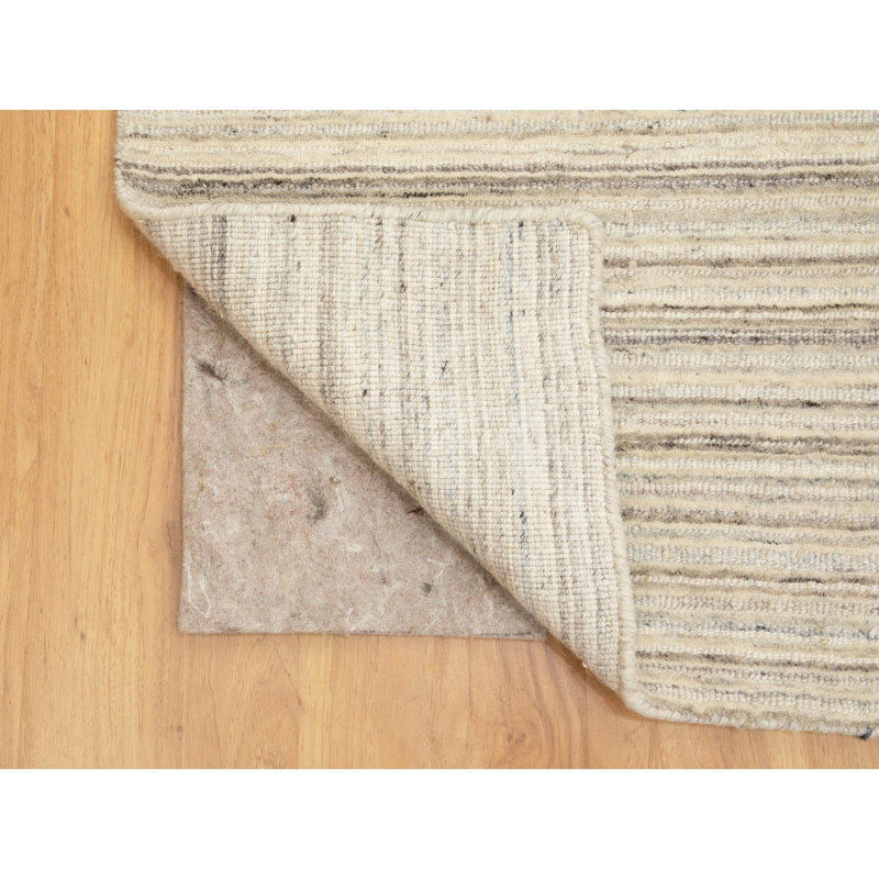 Tapis décoratif en laine noué à la main beige unique 6 pi x 9 pi Bekka