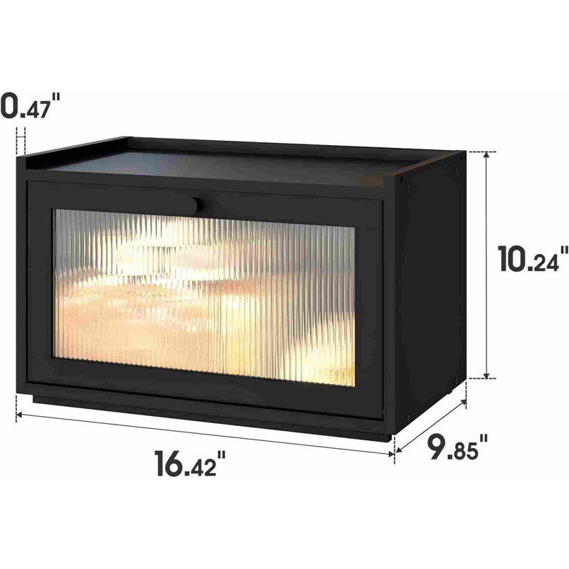 Grande boîte à pain pour comptoir de cuisine, contenant à pain en bambou noir avec porte transparente en acrylique ondulé, boîte à pain en bois de bambou pour votre maison