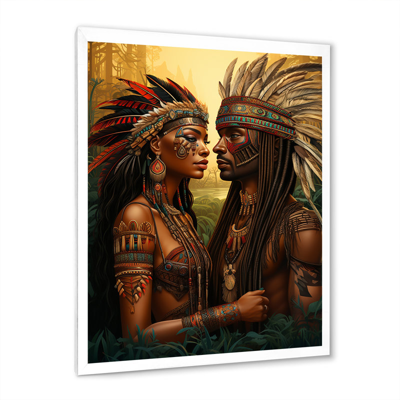 «Native Couple Celebrating Divine Love» sur toile, H 40 po x l 30 po x P 1,5 po, Cadre simple blanc
