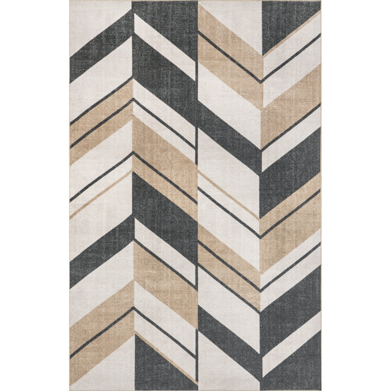 Rita SpinClean Chevron Machine Washable Area Rug, Rectangle 5' x 8'