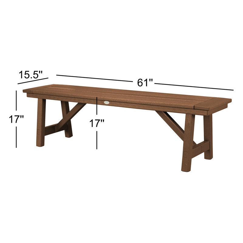 Banc sans dossier 60 po Rustic Farmhouse, Teck
