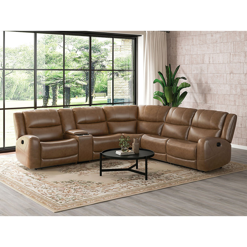 Canapé modulaire transitionnel l 128,4 po, brun, Brun