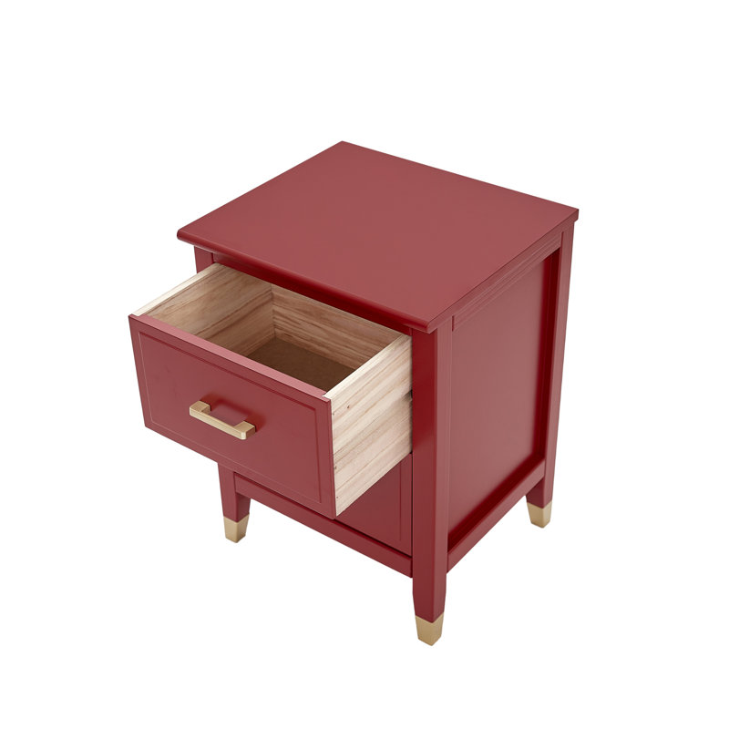 Dibble 45cm W Bedside Table, Red