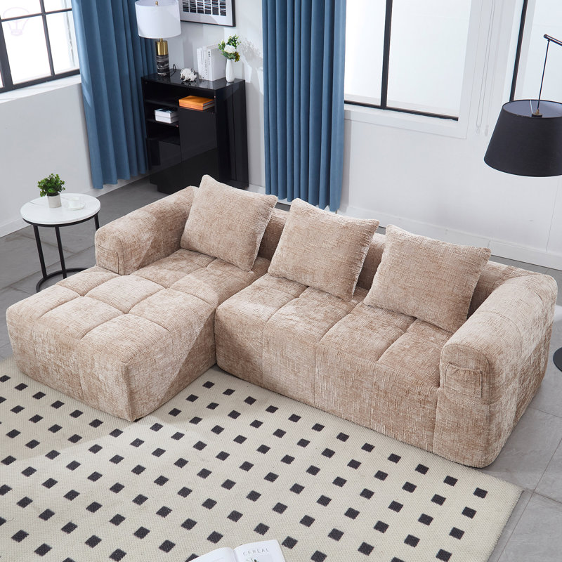 Modular Sectional Sofa, Modern Modular L-Shaped Sofa With Chaise Longue, Equipped With Small Side Pockets And Free Of Compression During Installation.