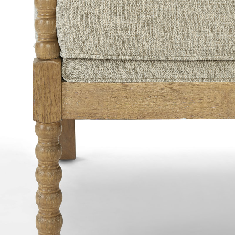 Fauteuil d'appoint en bois massif Millissa Farmhouse, Brun / Beige 