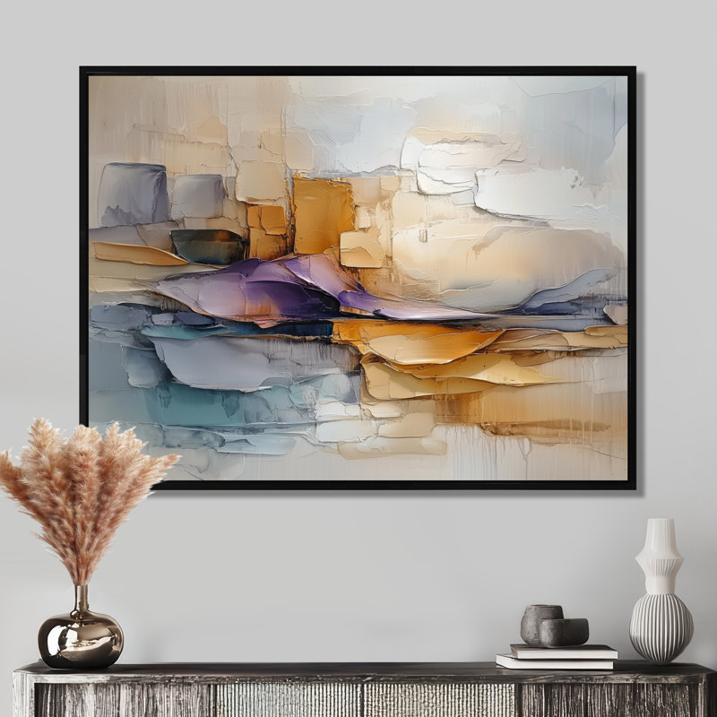 Omme - Abstract Wall Art, 34" H x 44" W, Black, Floater Framed