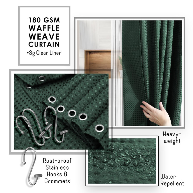 Clara Clark Complete 20 Piece Bathroom Accessory Set with Shower Curtain, Liner, and Hooks (Set of 20)