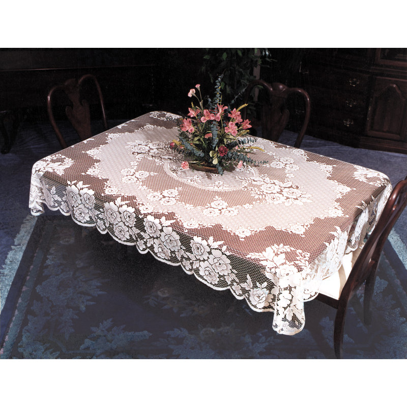Billups Floral Tablecloth, 108" L x 60" W, Ecru