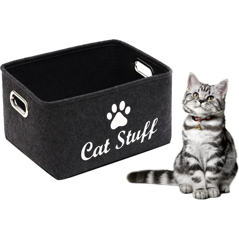 Cat Apparel & Accessories/Cat Toys/Pet Supplies Storage Basket/Bin With Handles, Collapsible & Convenient Storage Solution For Office, Bedroom, Closet, Toys, Laundry