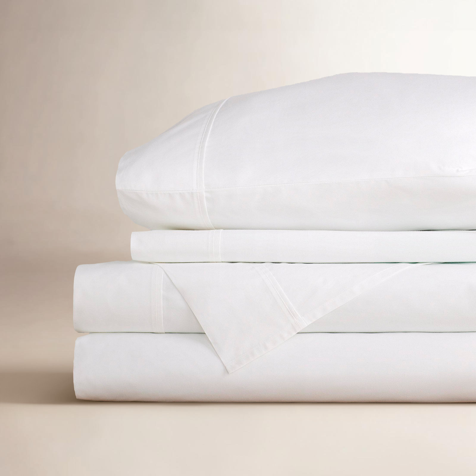 Coyer Classic Cotton Percale Sheet Set, White, Queen Sheet Set + 1 Fitted Sheet + 2 Pillowcases