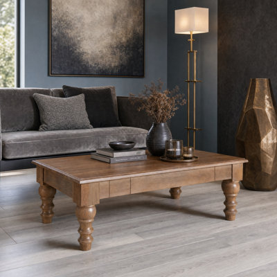 Table basse avec pieds tournés Linden, l 47 po, brun clair