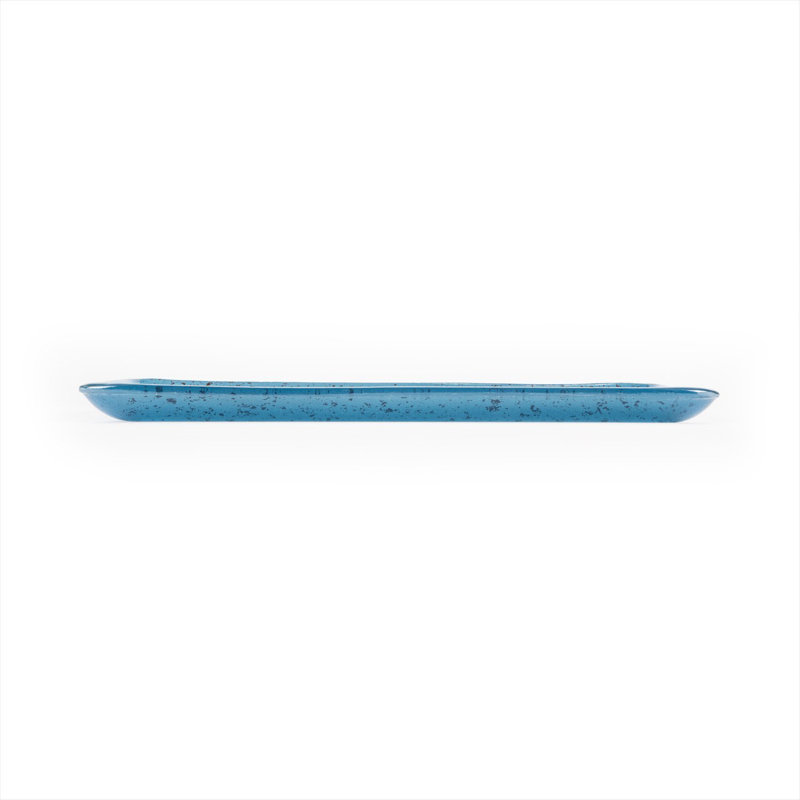 Service de table en verre 12,25 po x 6 po x H: 1 po, Bleu