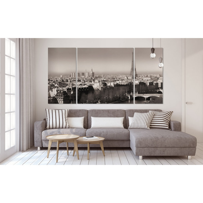« paris view triptyque », image multi-pièces sur toile tendue, H 24 po x l 48 po x P 1,5 po